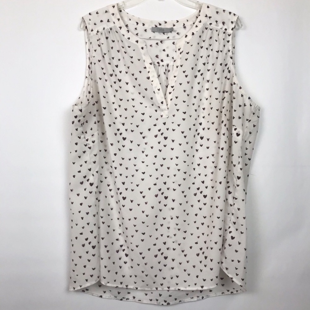Water color heart, b neck sleeveless top